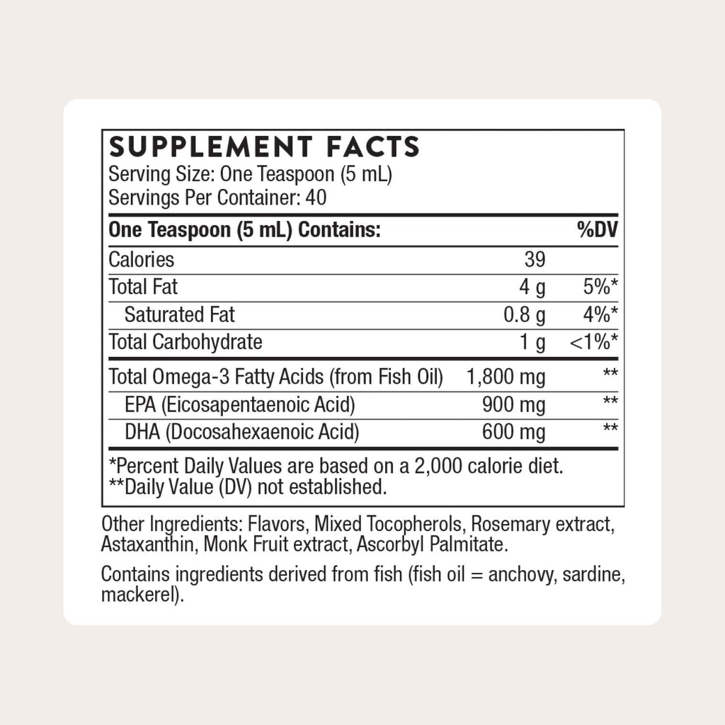 THORNE Omega Superb - Easy Dosing Fish Oil Liquid with EPA & DHA, Lemon Berry, 6.76 fl oz