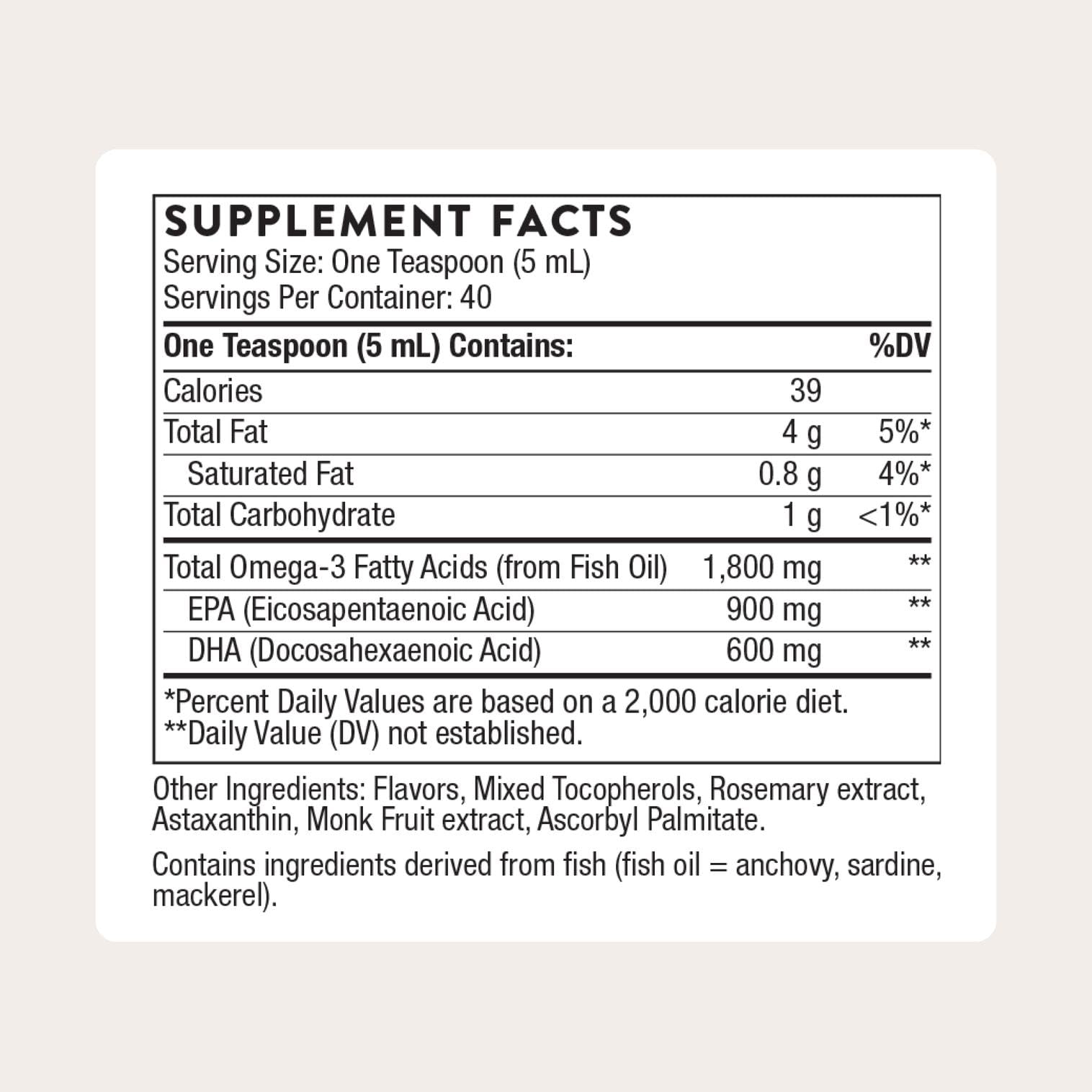 THORNE Omega Superb - Easy Dosing Fish Oil Liquid with EPA & DHA, Lemon Berry, 6.76 fl oz
