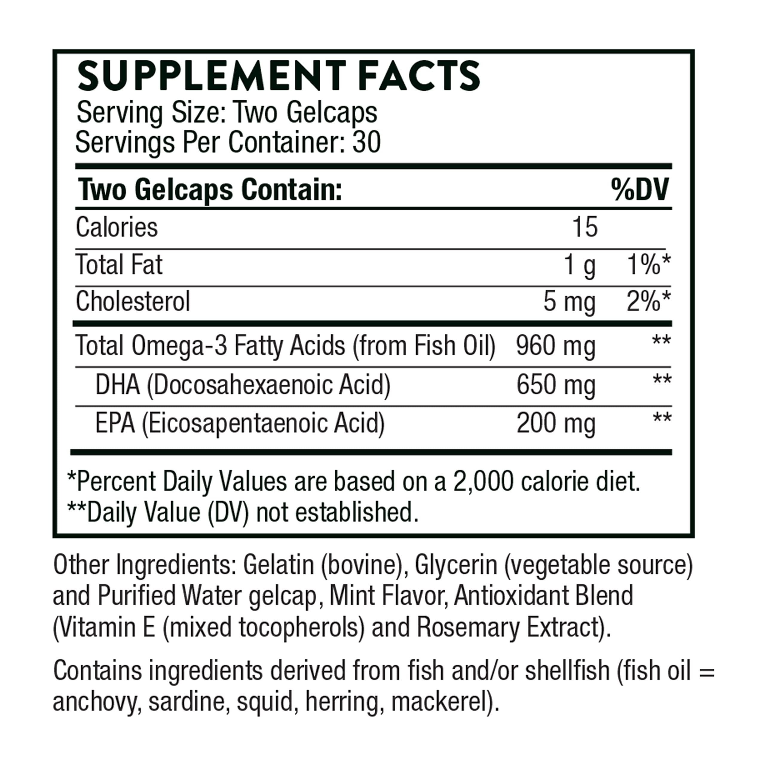 THORNE Prenatal DHA – 650 mg DHA + 200 mg EPA – Supports Baby’s Brain & Nervous System (Pregnancy to Nursing) – 30 Servings