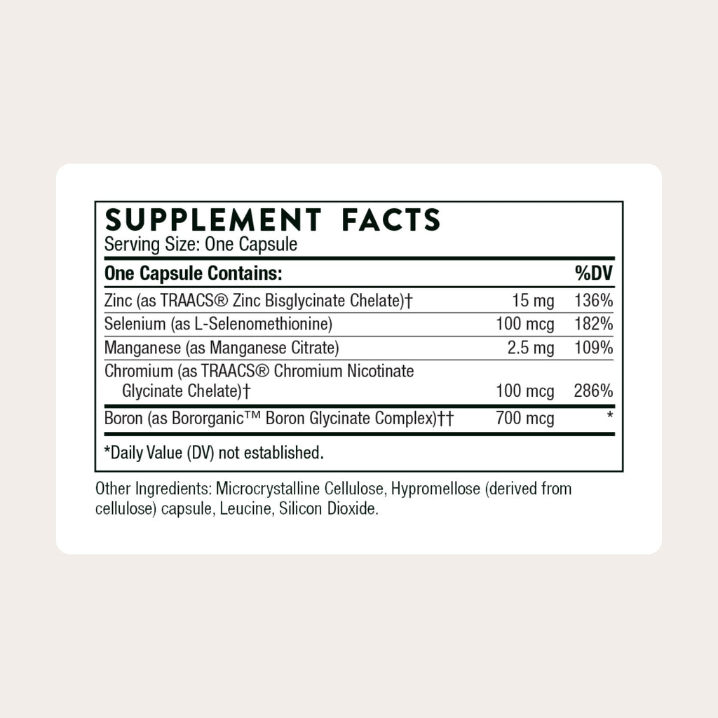 THORNE Trace Minerals - Chelated Zinc, Selenium & Boron - 90 Caps