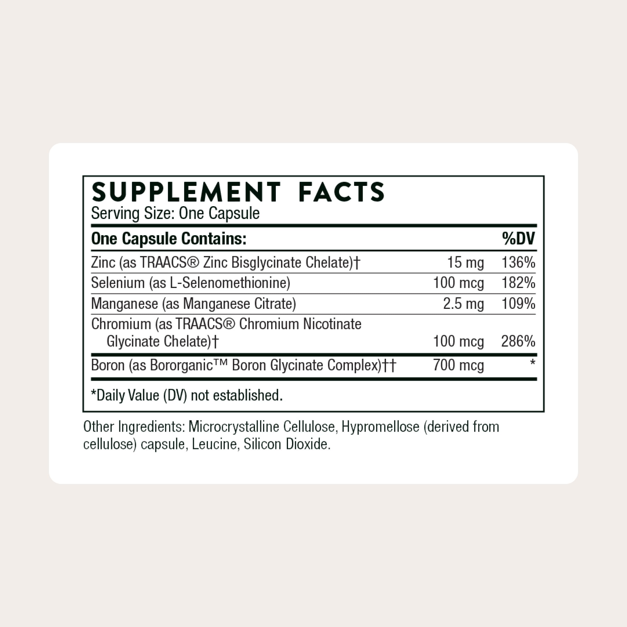 THORNE Trace Minerals - Chelated Zinc, Selenium & Boron - 90 Caps