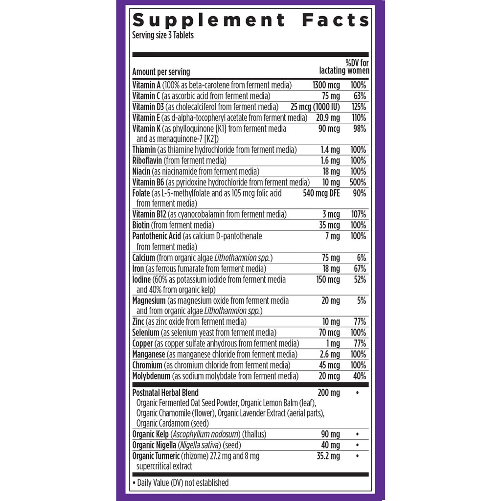 New Chapter Postnatal Vitamins – Lactation Support, Fermented D3, Organic (96 Count) | Non-GMO