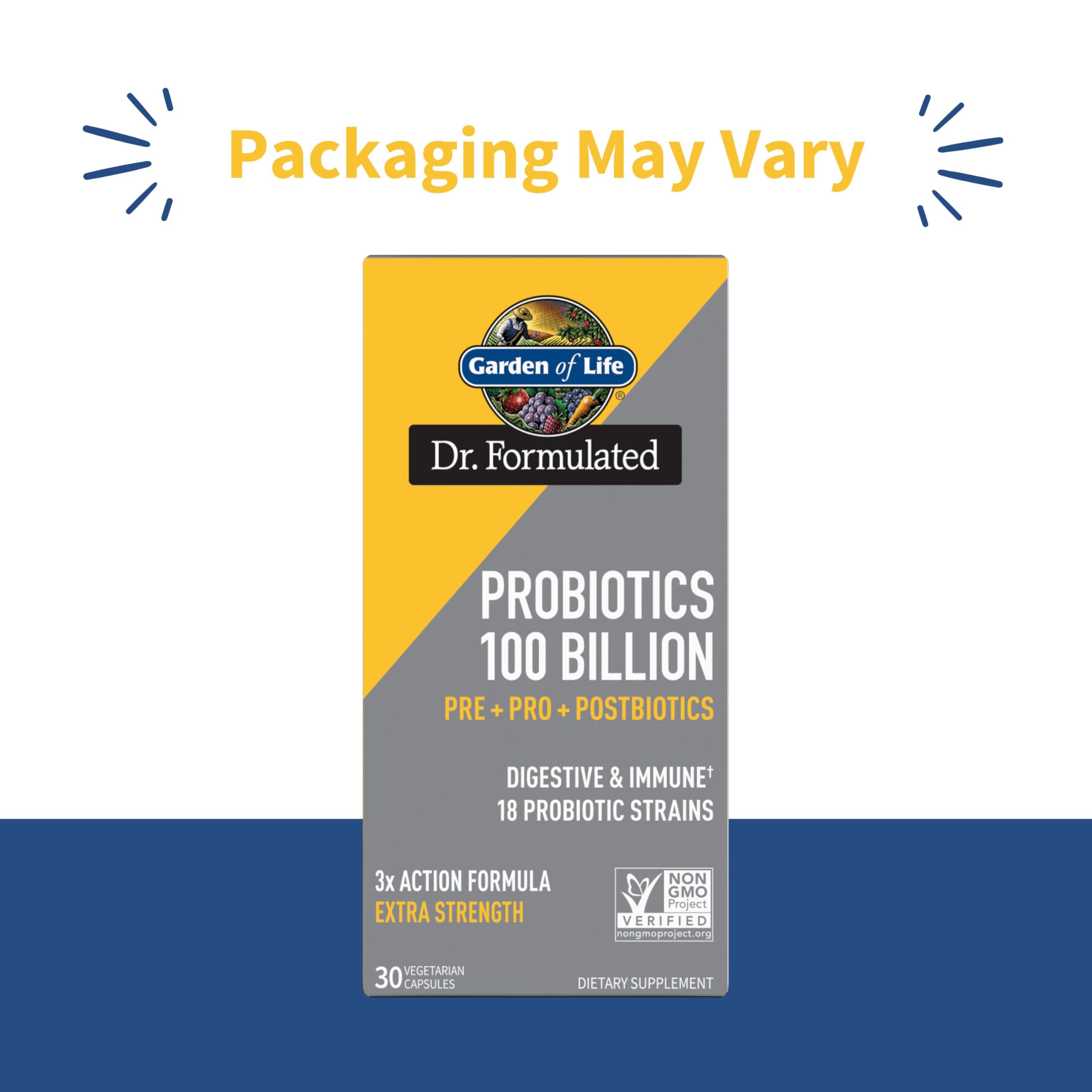Garden of Life Dr Formulated Once Daily Probiotics – 100B CFU, 3-in-1