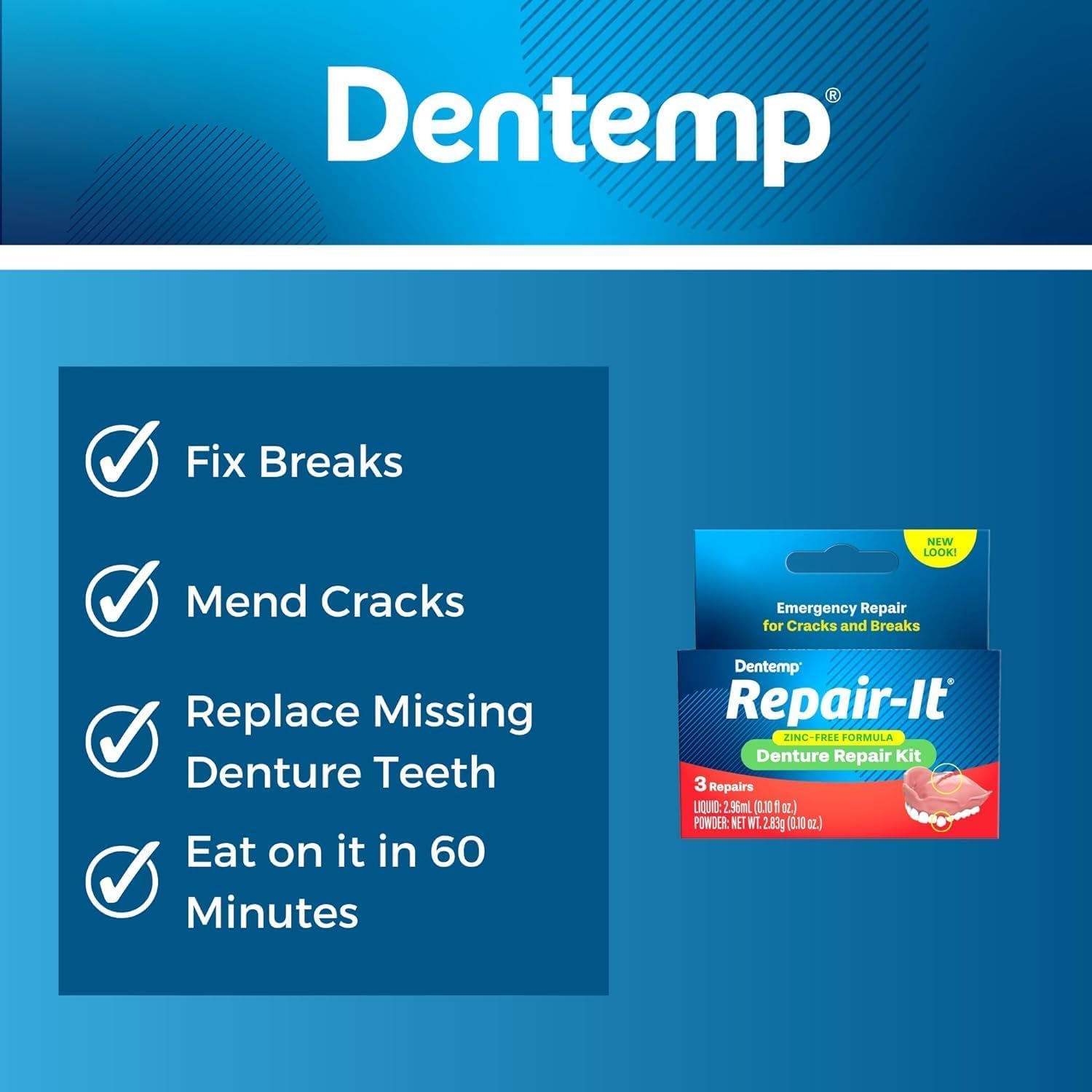 Dentist On Call Repair-It Denture Repair Kit, Zinc Free | 1 Kit