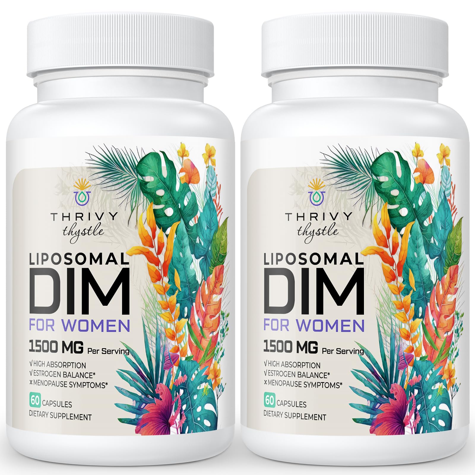ThrivyThystle Liposomal DIM Supplement - 1500 mg Women DIM (2 Pack)
