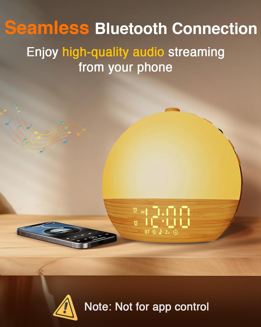 Thybro Sunrise Alarm Clock with Sunrise Light, Bluetooth & 30 Sleep Sounds | Wood Grain