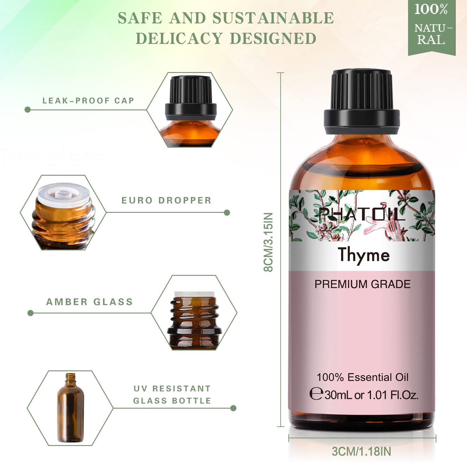 Thyme Essential Oil 30ml – PHATOIL Pure Aromatherapy for Diffusers & DIY Crafts