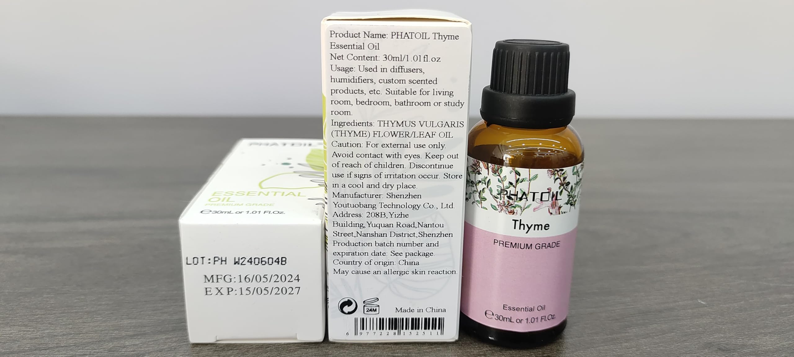 Thyme Essential Oil 30ml – PHATOIL Pure Aromatherapy for Diffusers & DIY Crafts