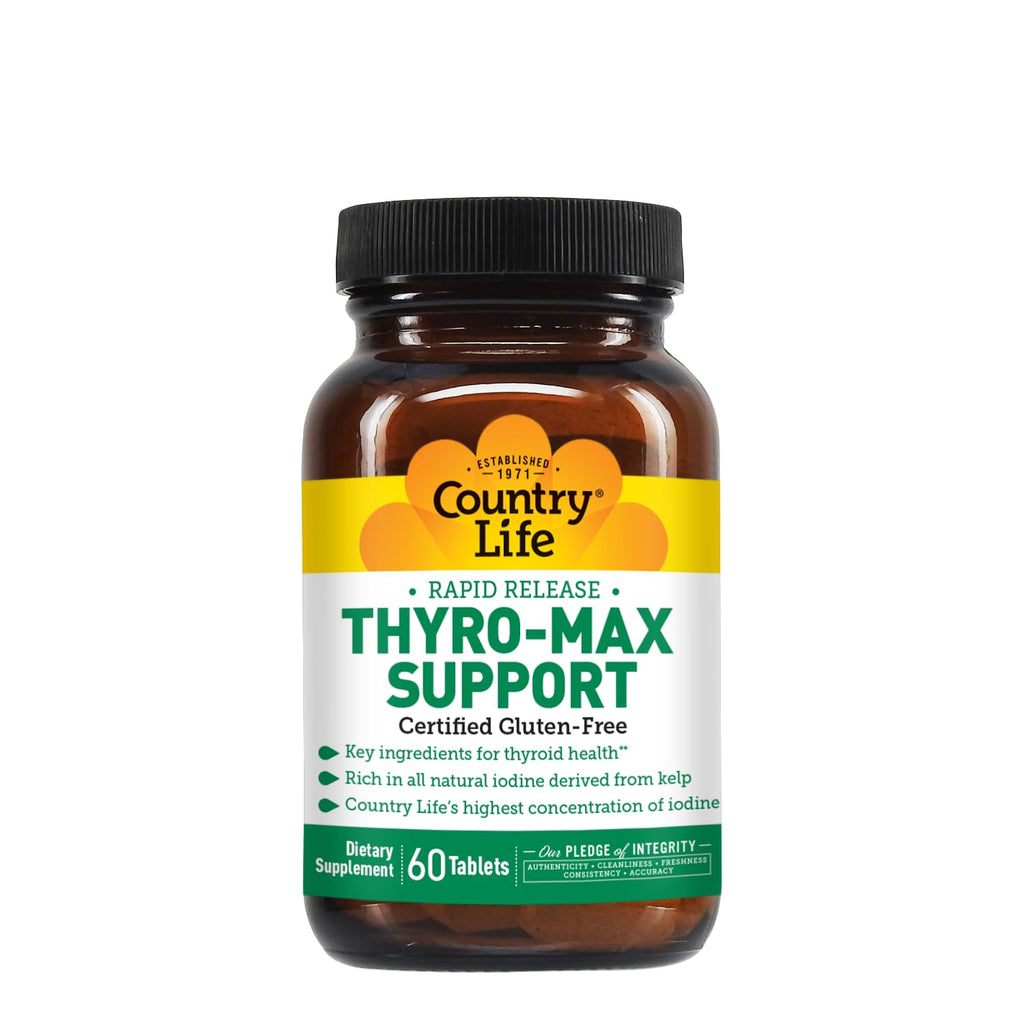 Country Life Thyro-Max Support – Kelp-Derived Iodine & L-Tyrosine