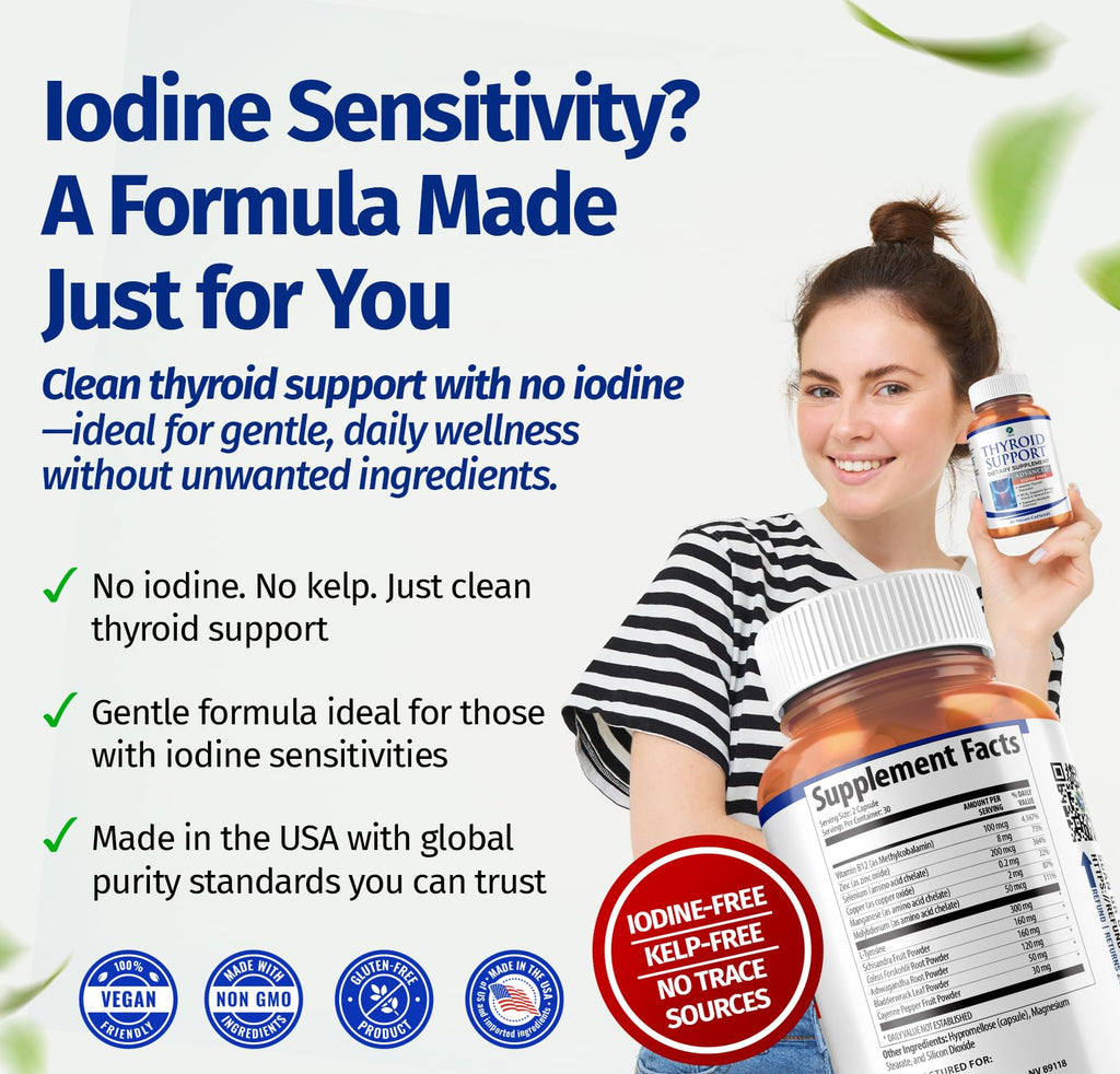 1 Body Thyroid Support Iodine-Free Supplement (60 Count) - Pack of 1