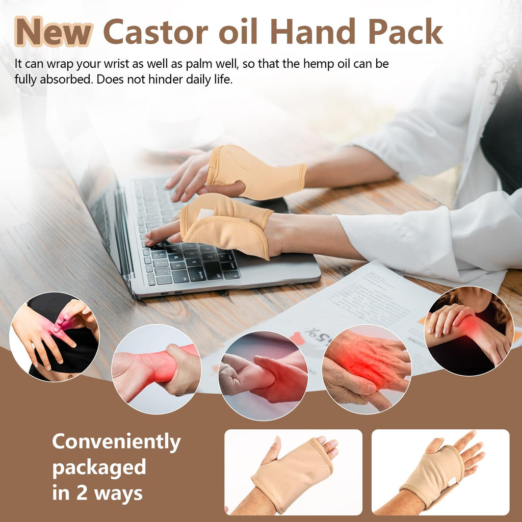 13 Pcs Castor Oil Pack Wrap Kit – Organic Cold-Pressed Castor Oil & Reusable Pads