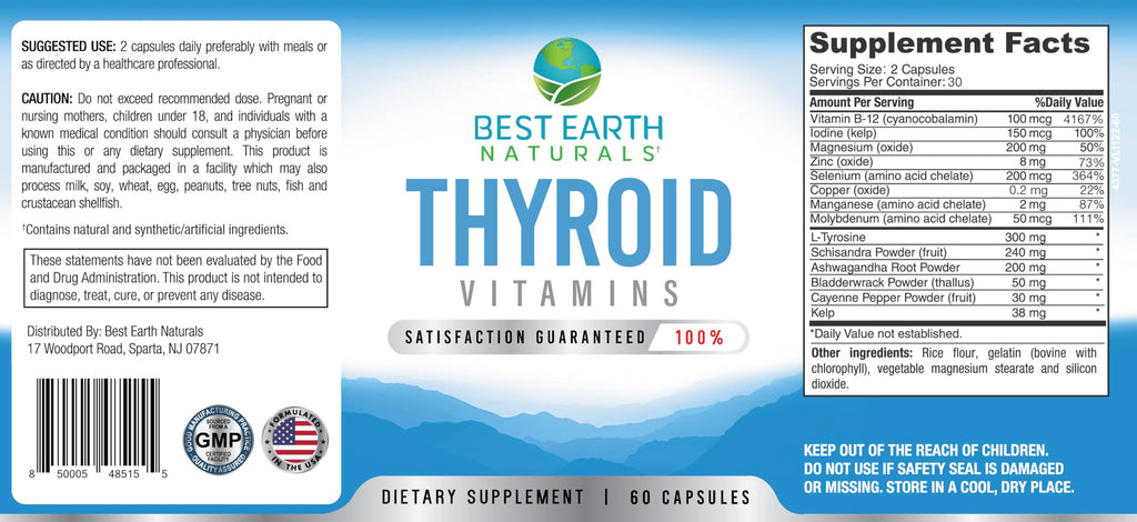 Best Earth Naturals Thyroid Support – 60 Capsules, Pack of 2
