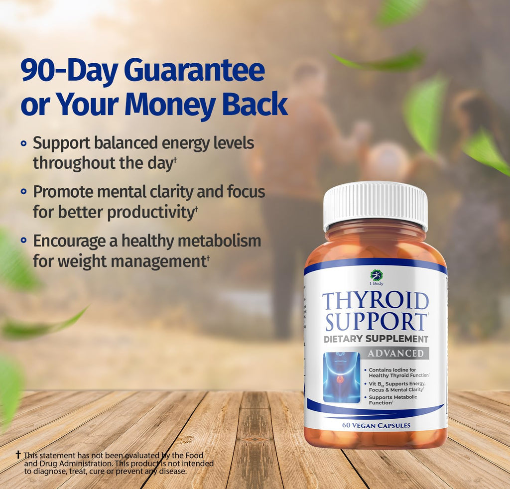 1 Body Thyroid Support Supplement – 90-Day, 3 Pack (Non-GMO Vegetarian)