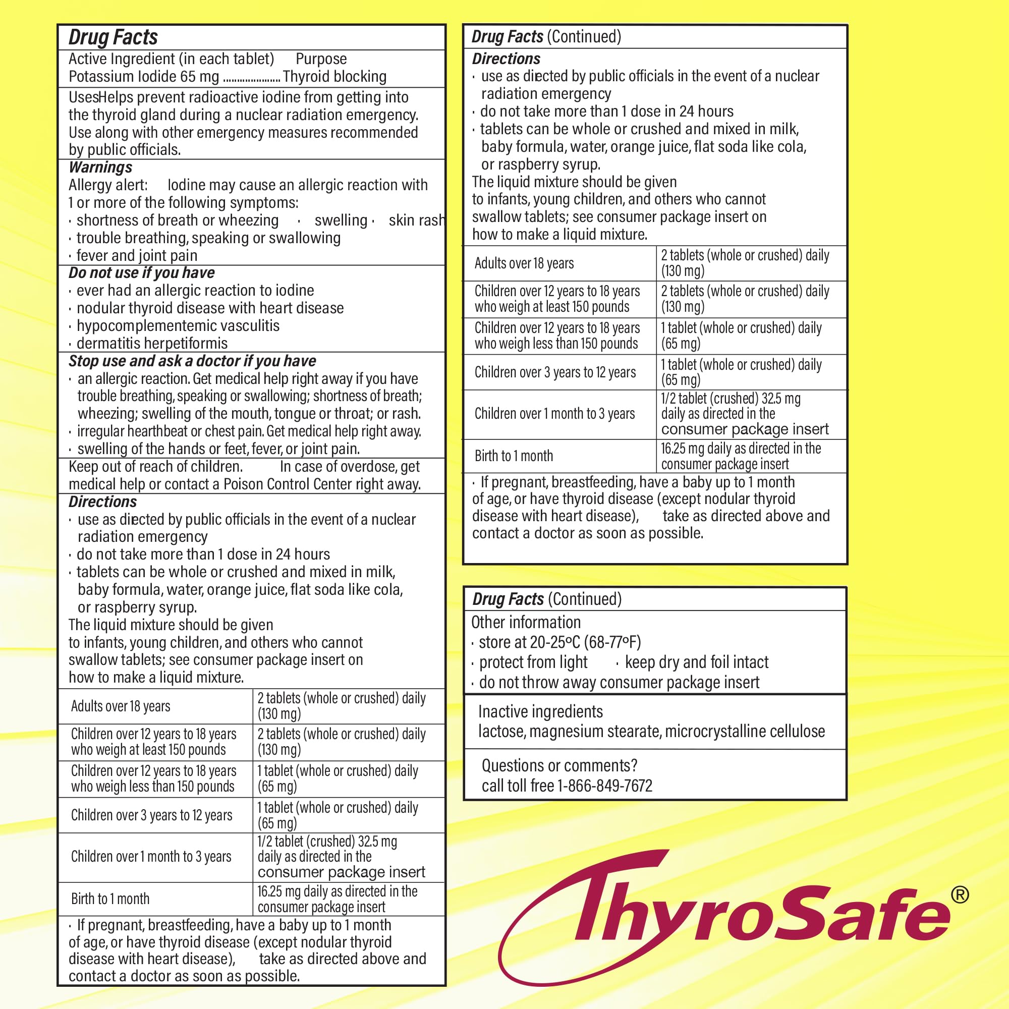 THYROSAFE 65mg Potassium Iodide Tablets (120 Pack) – Protects Your Thyroid from Nuclear Radiation Exposure