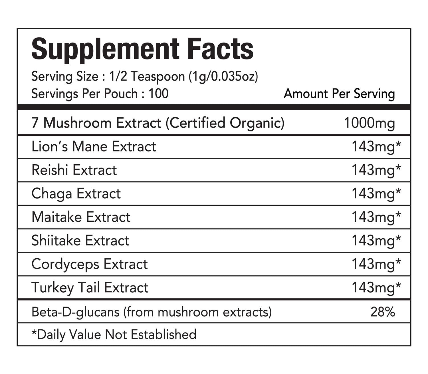 Tiger 7 Mushroom Powder Extract - 3.5oz (100g) | 7-Mushroom Blend | Vegan, Gluten-Free, Dairy-Free