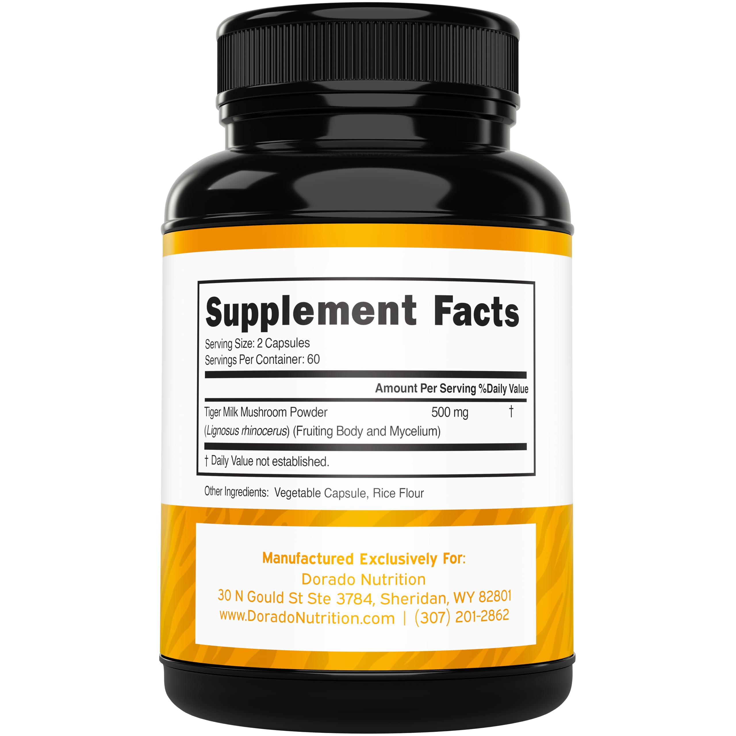 Tiger Milk Mushroom Supplement (120 Capsules, 500 mg per Serving) – Immune & Lung Support | USA Made