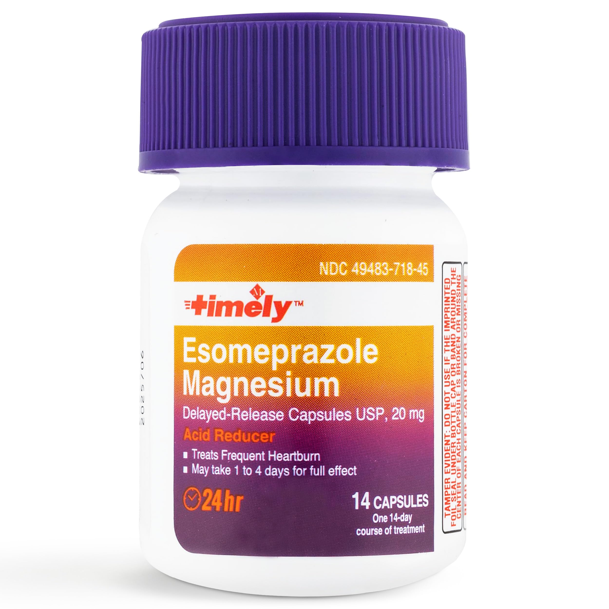 Timely Esomeprazole 20mg Magnesium — 24-Hour Heartburn Relief Capsules (42 Count) | TIME-CAP LABS