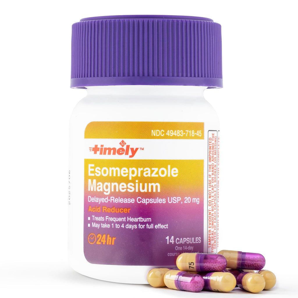 Timely Esomeprazole 20mg Magnesium — 24-Hour Heartburn Relief Capsules (42 Count) | TIME-CAP LABS