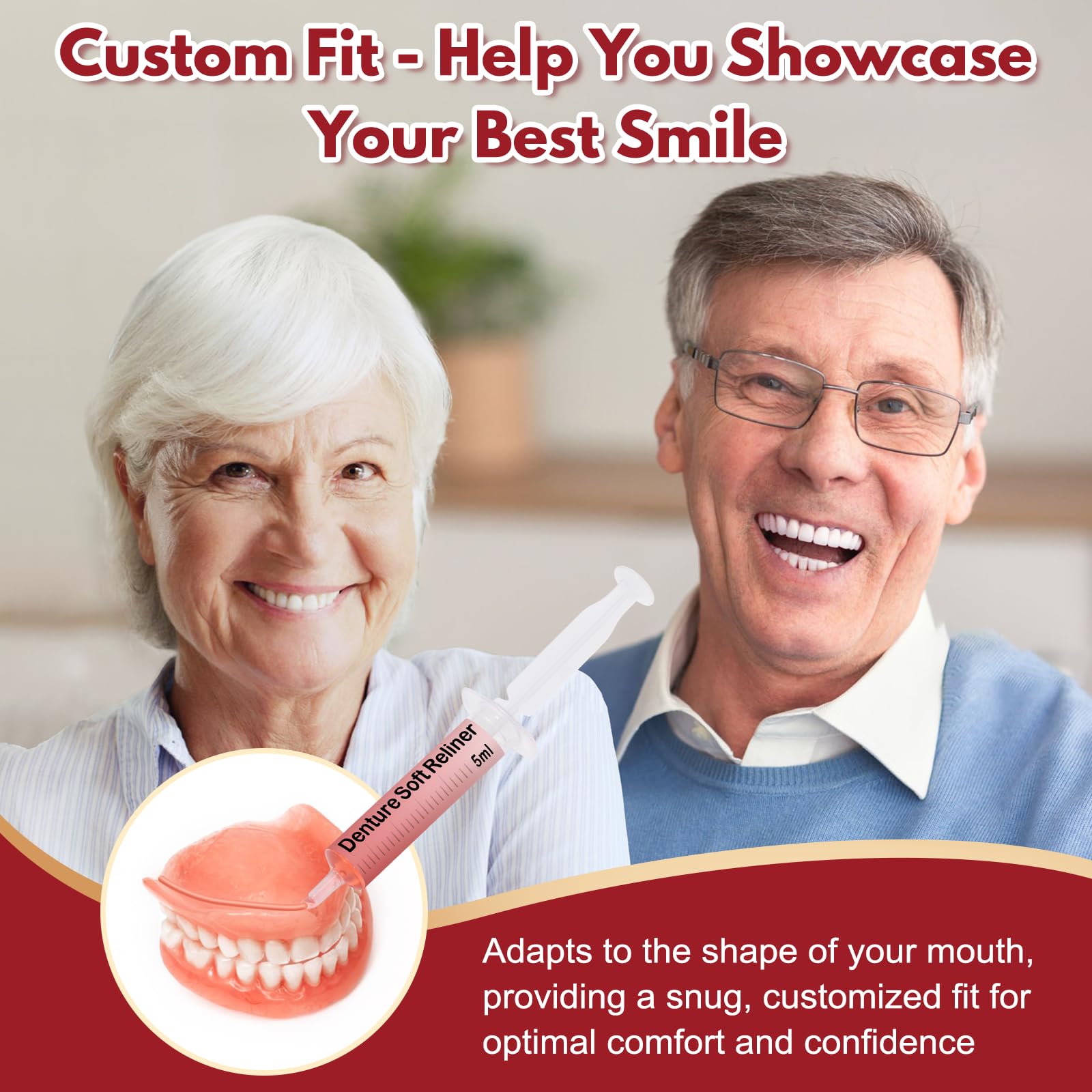 Upper & Lower Denture Soft Reline Kit - Custom Fit, Comfort & Stability