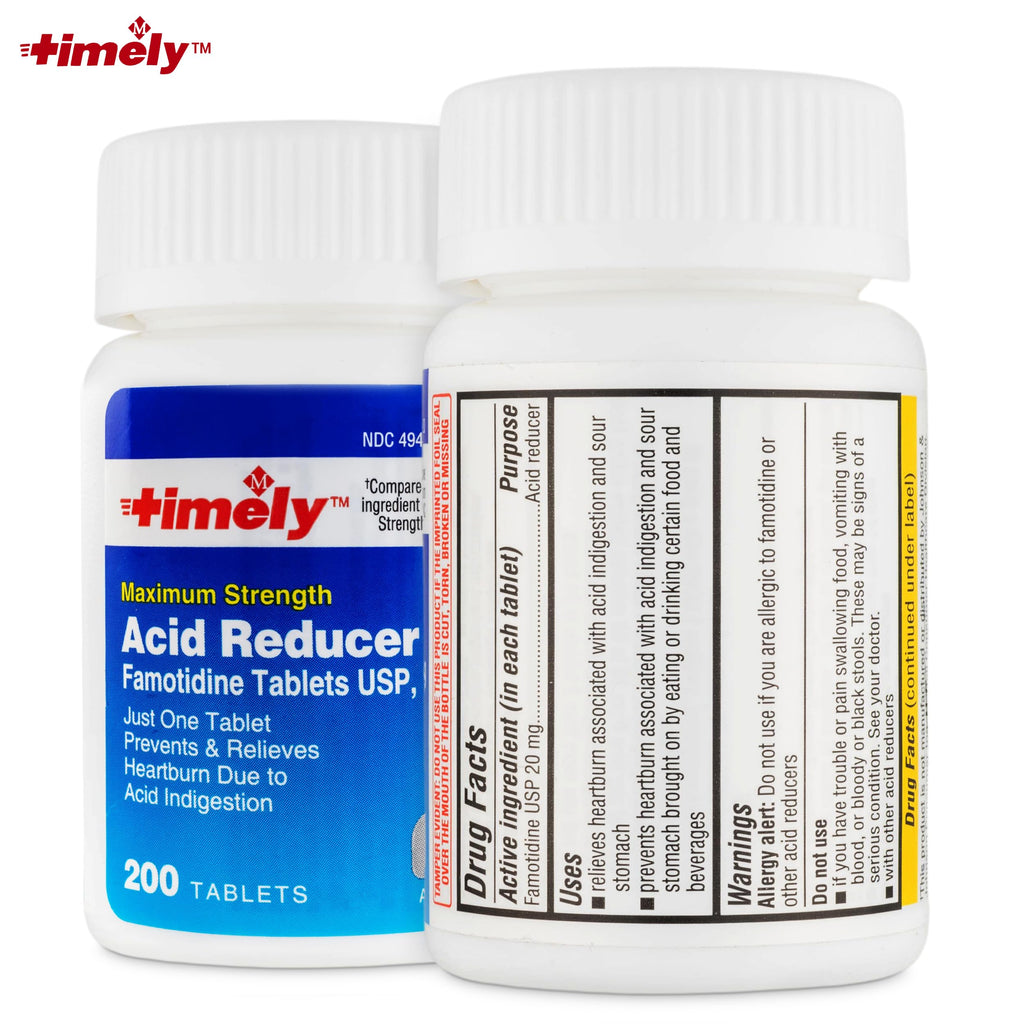 Timely Acid Reducer 20mg Famotidine – 200 Tablets | Heartburn Relief | TIME-CAP LABS, INC.