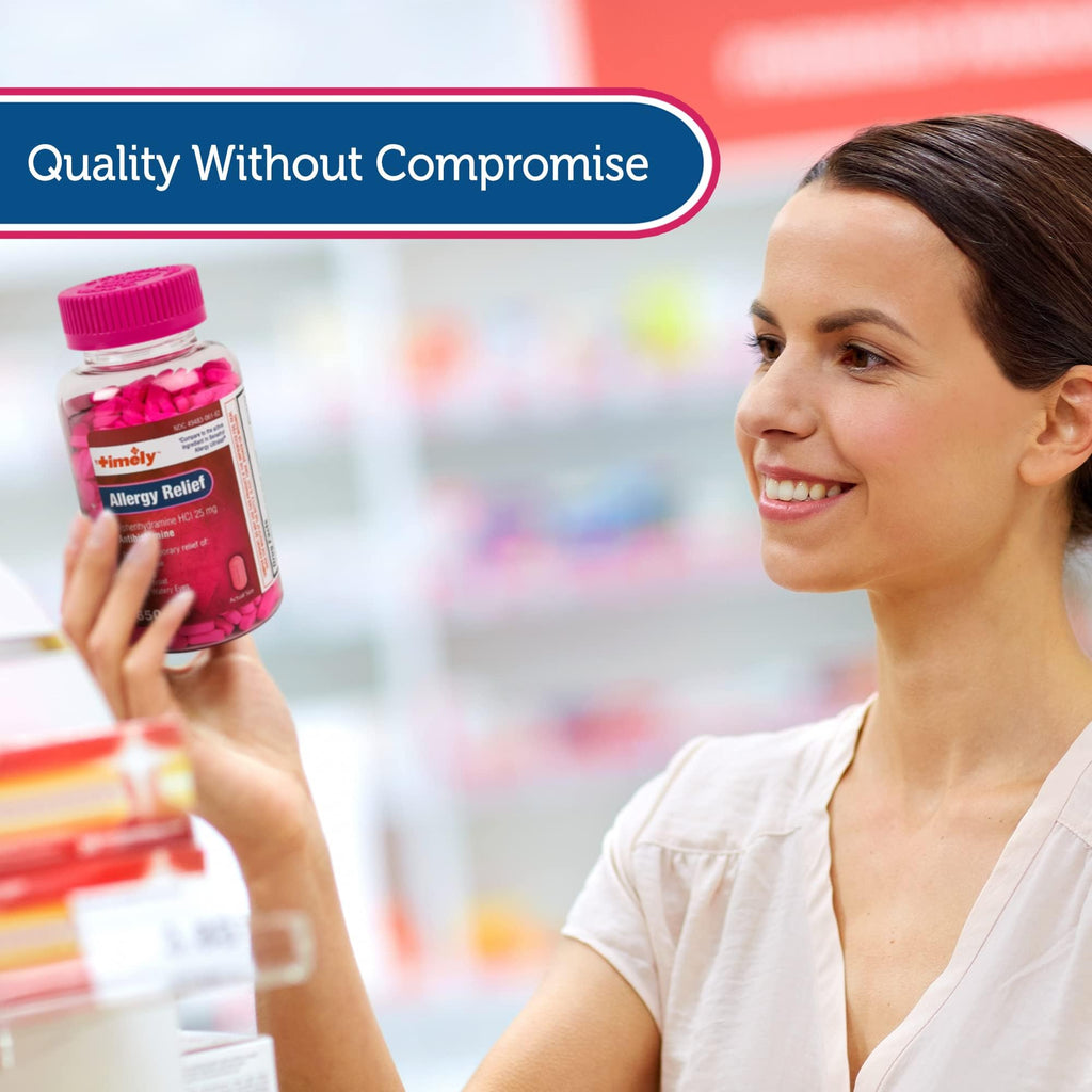 Timely Allergy Relief Diphenhydramine HCl 25 mg | 650 Caplets | Adults | Comparable to Benadryl