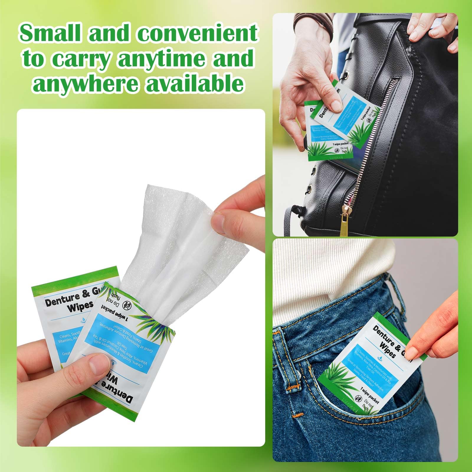 Timgle 100 Pcs Denture Cleaning Wipes - Deep Cleaning for Dentures, Aligners & Mouthguards