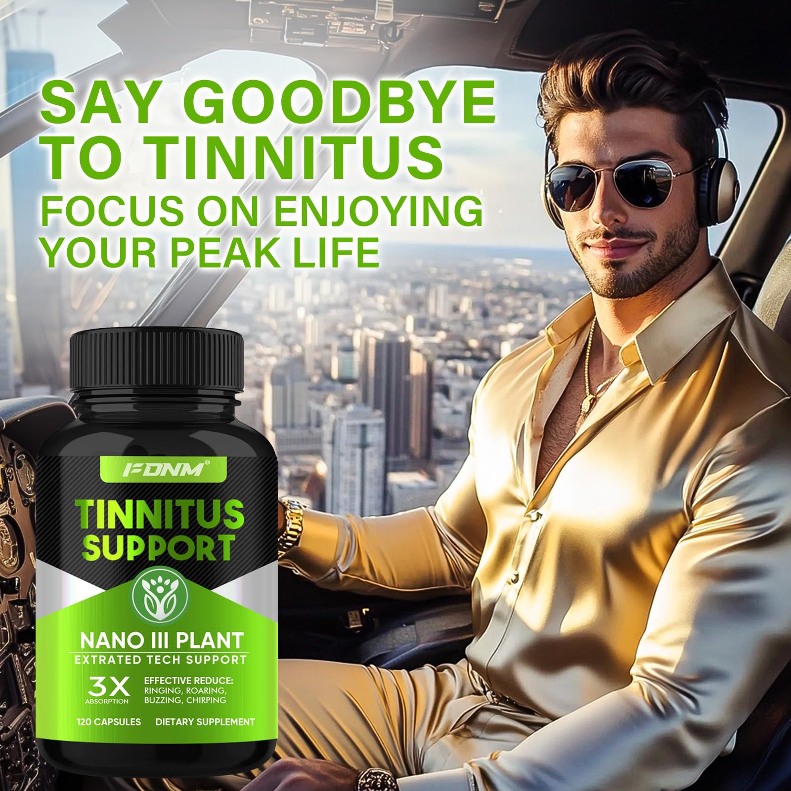 Tinnitus Relief for Ringing Ears — 120 Capsules (60-Day Supply) | Non-GMO, Gluten-Free