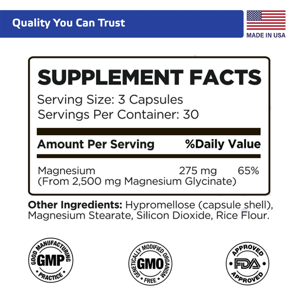 TIVA Nutraceutics Magnesium Glycinate – Gentle, High-Absorption for Sleep & Heart Health | 90 Capsules