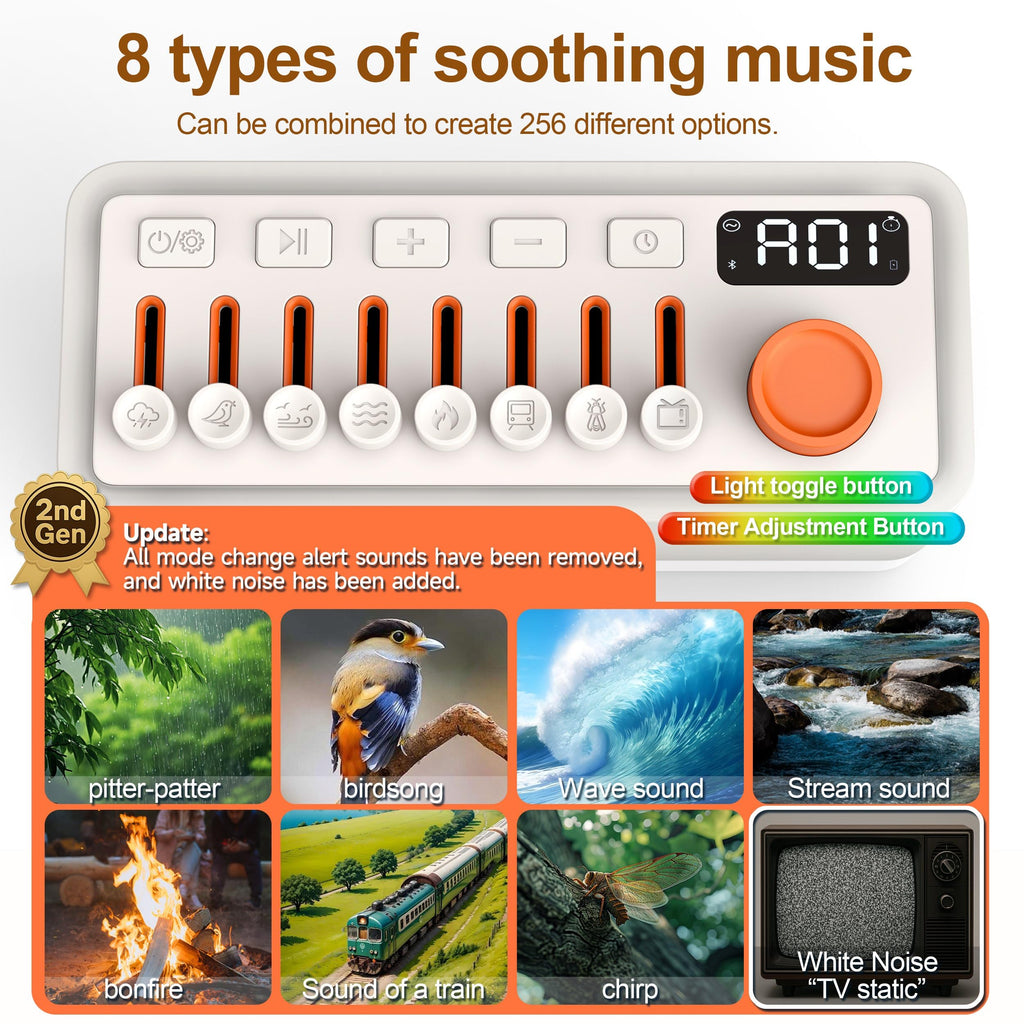 TMEHM 3-in-1 Sleep Sound Machine with 8 Nature Sounds, Bluetooth Speaker & Night Light