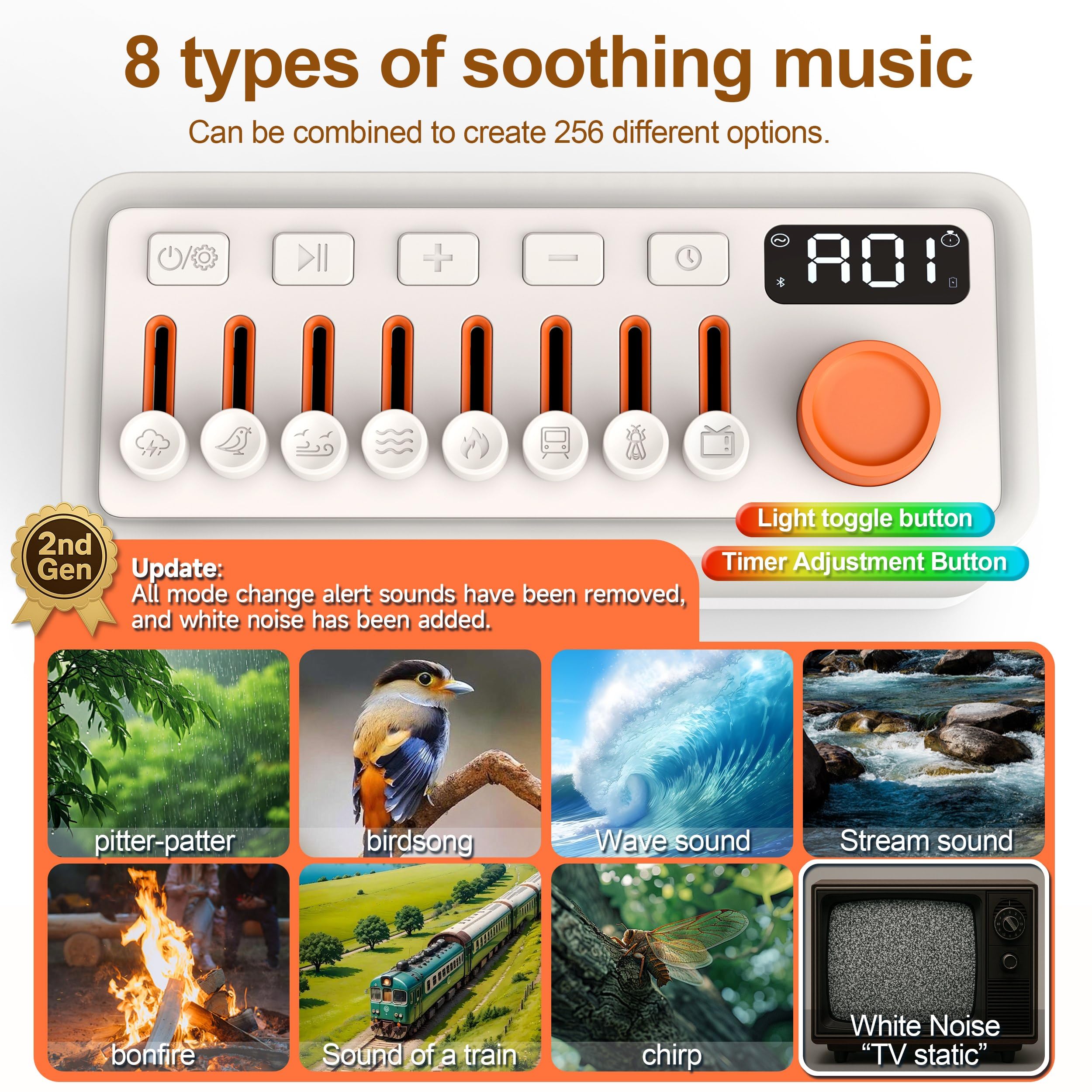 TMEHM 3-in-1 Sleep Sound Machine with 8 Nature Sounds, Bluetooth Speaker & Night Light