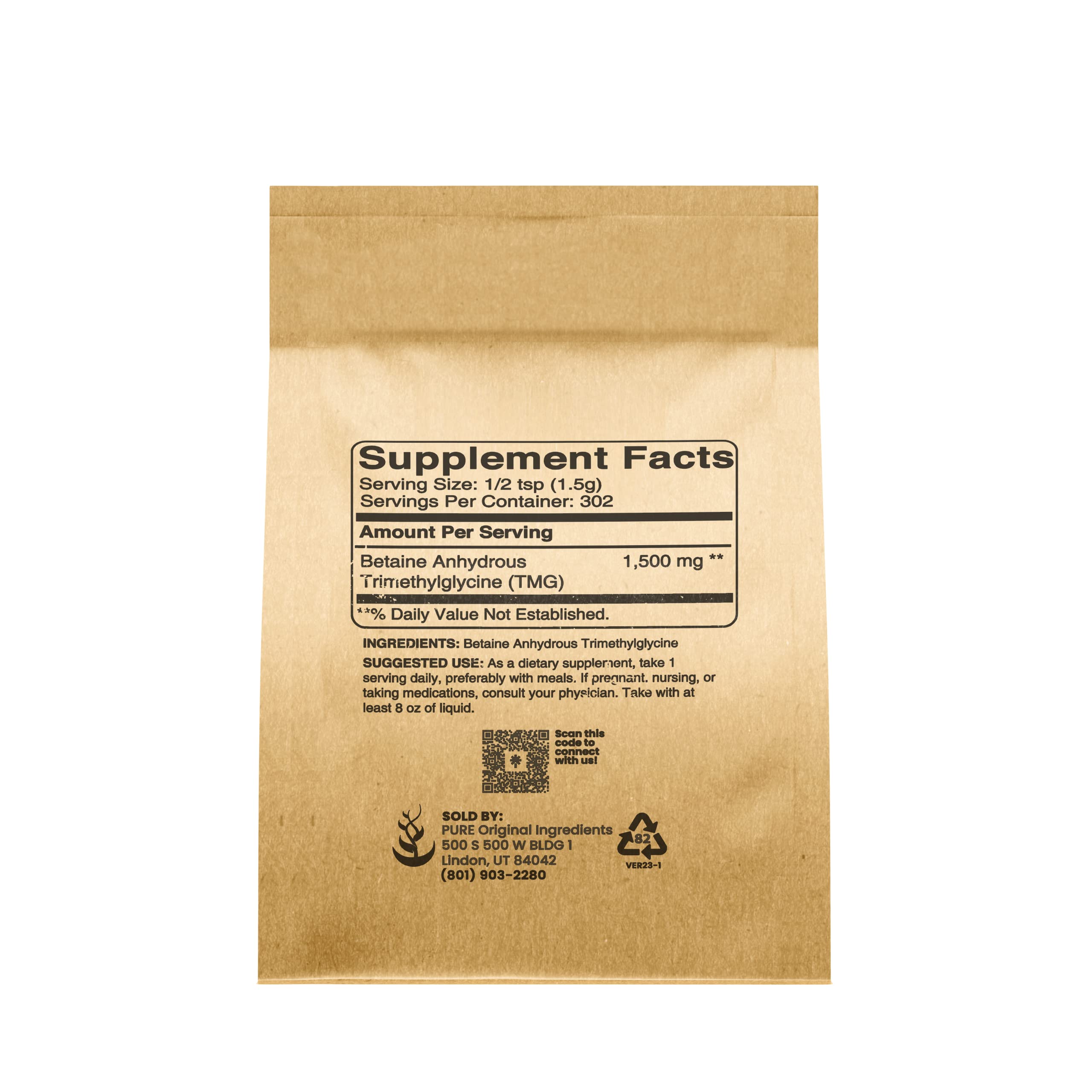 Pure Original TMG Powder (1 lb) – Trimethylglycine, Vegan, Gluten-Free