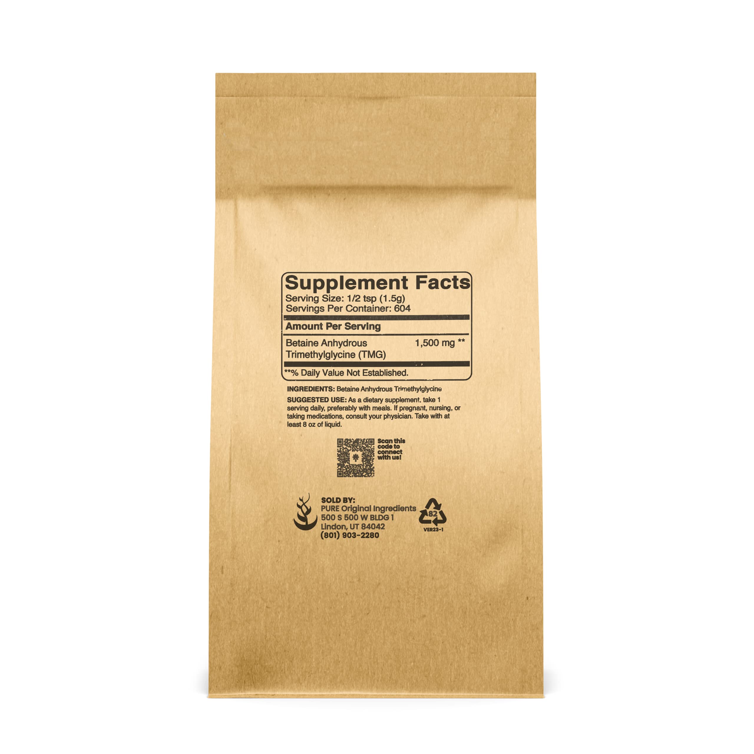 Pure Original Trimethylglycine (TMG) Powder - 2lb, Vegan & Gluten-Free