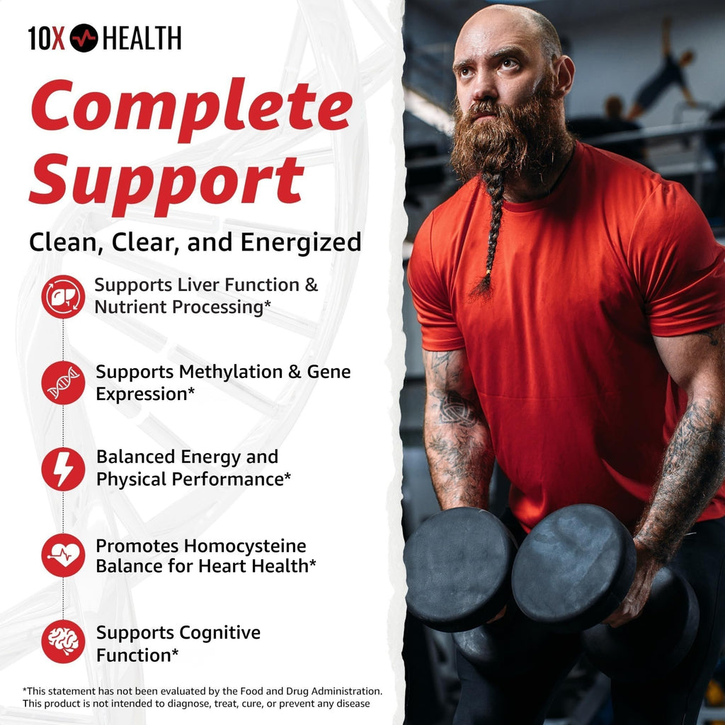 10X Health TMG Supplements - Liver Support, Heart Wellness, Energy | Non-GMO & Gluten-Free - 60 Capsules