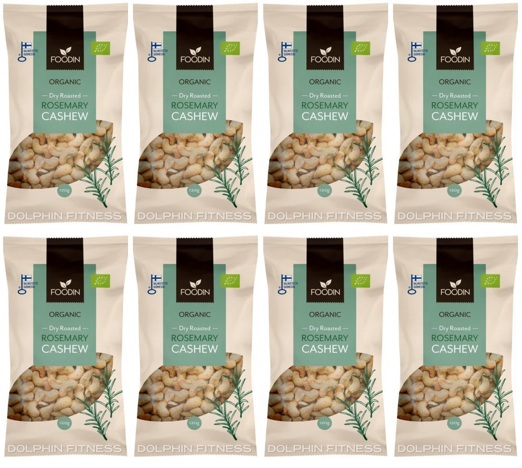 8 x Foodin Org Dry Roasted Rosemary Cashews - 120g