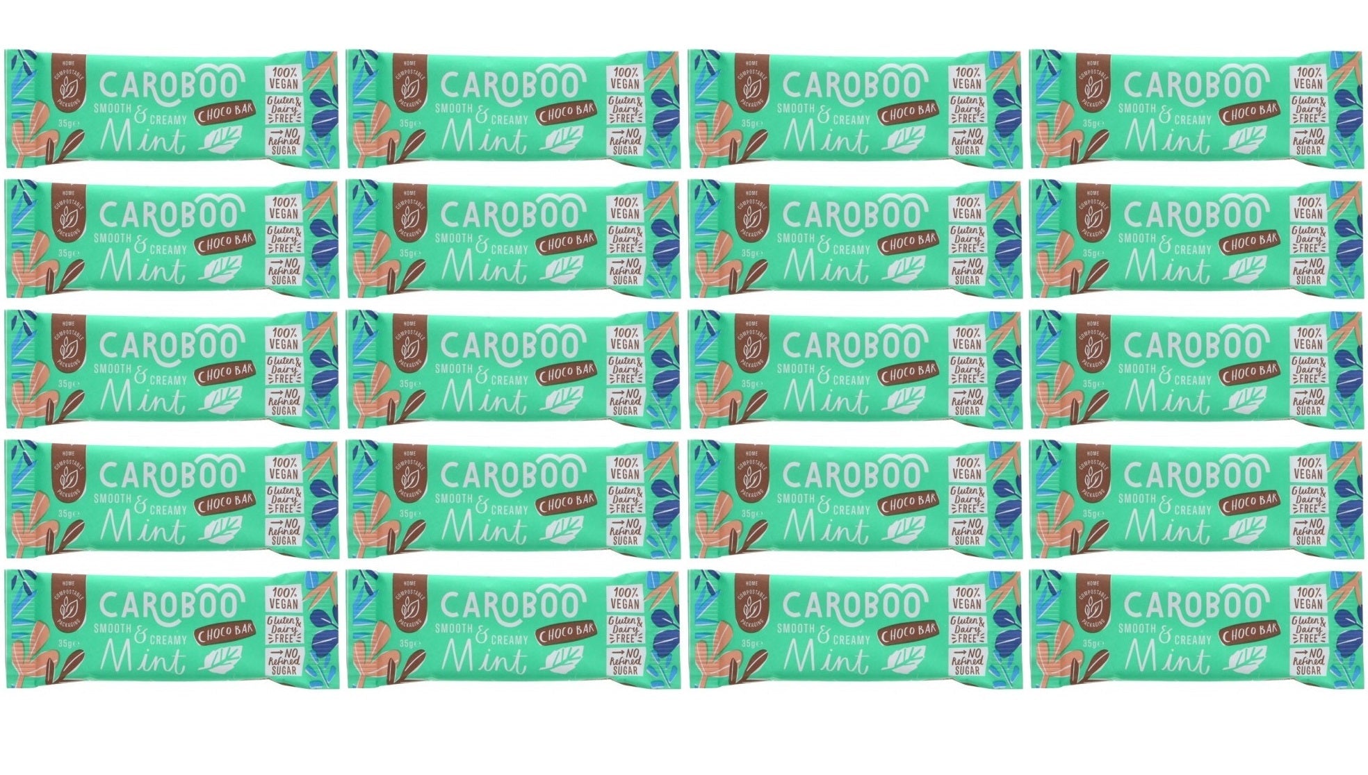 20 x Caroboo Mint Carob Choc Bar - 35g