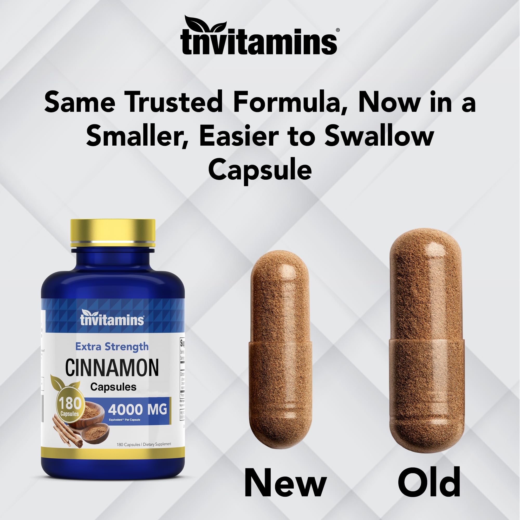 tnvitamins Cinnamon Capsules 4000 mg Equivalent – Cassia & Ceylon Blend, USA Made, 2-Pack