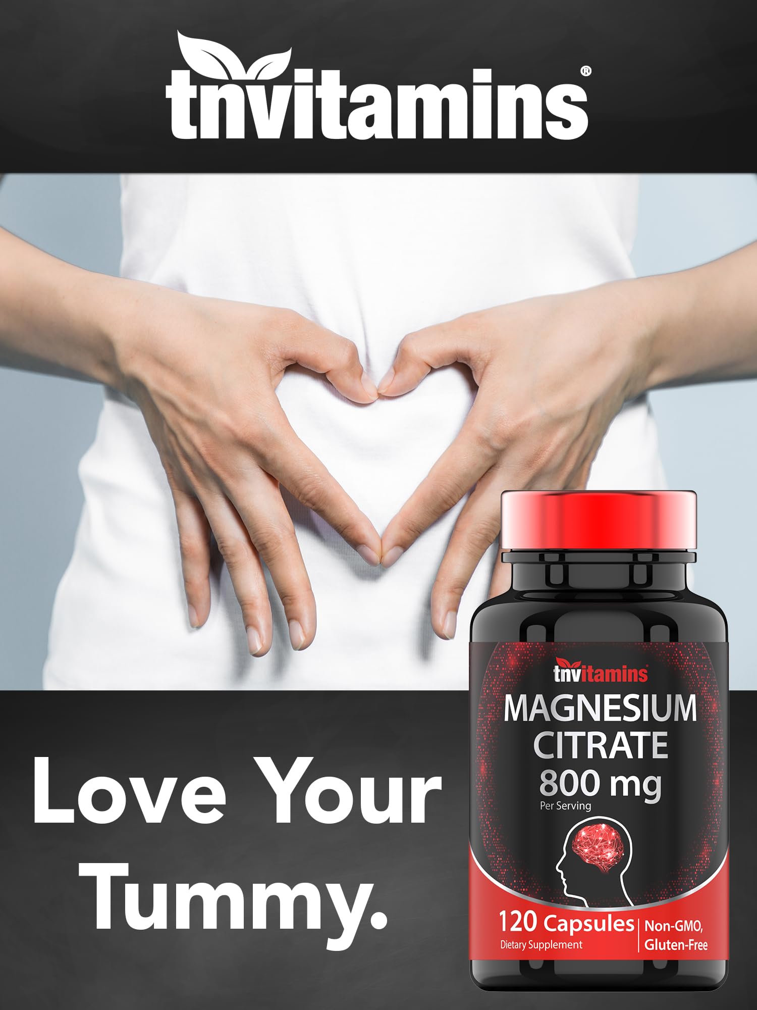 TNVitamins Magnesium Citrate 800mg - 240 Capsules (Pack of 2) | 2-Month Supply | Made in USA