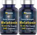 tnvitamins Melatonin 15 mg per Capsule – 240 Capsules (Pack of 2) – Extra Strength Nighttime Sleep Support