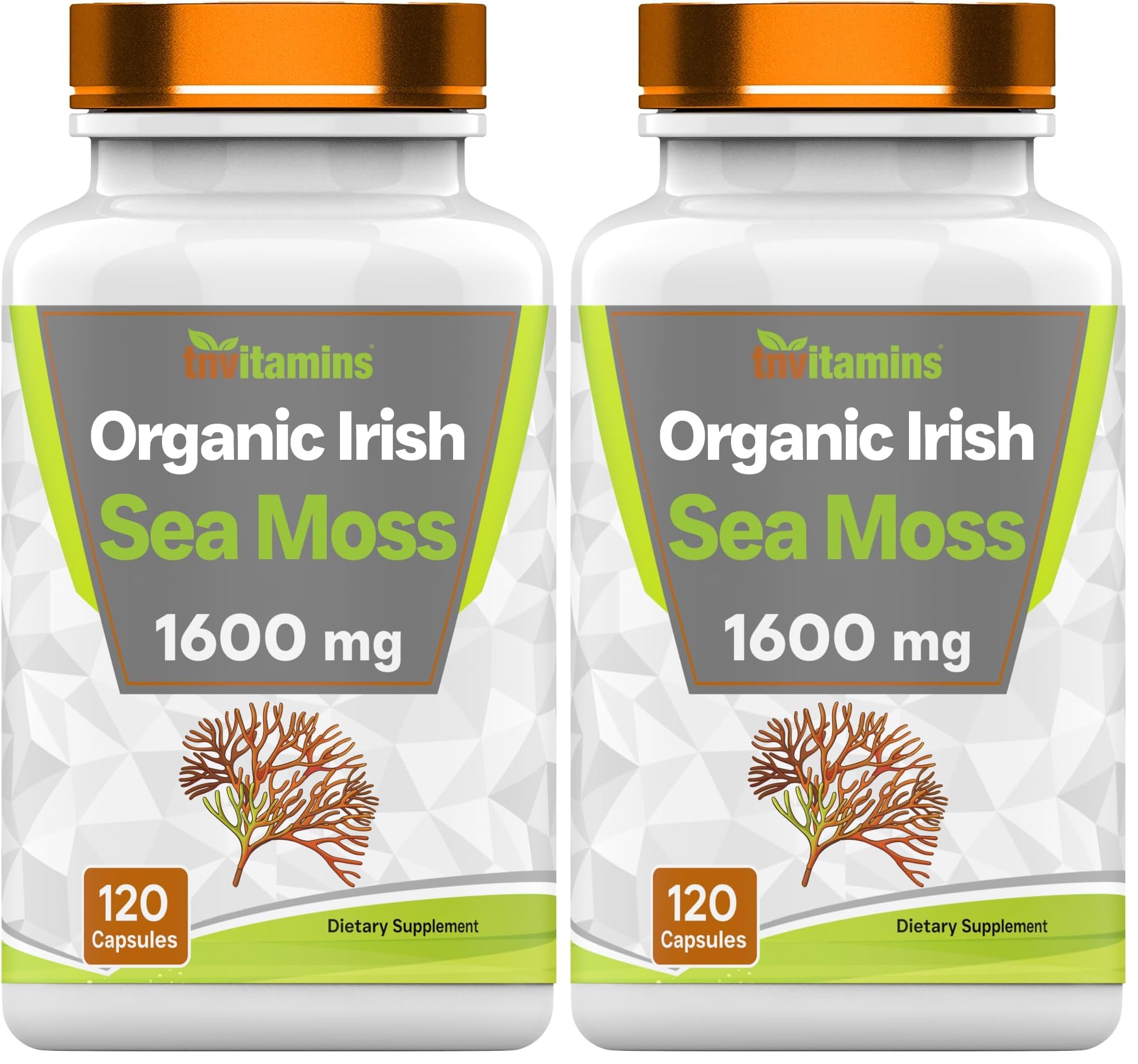 TNVitamins Organic Irish Sea Moss 1600mg – 120 Capsules, 2-Month Supply, Non-GMO, Made in USA