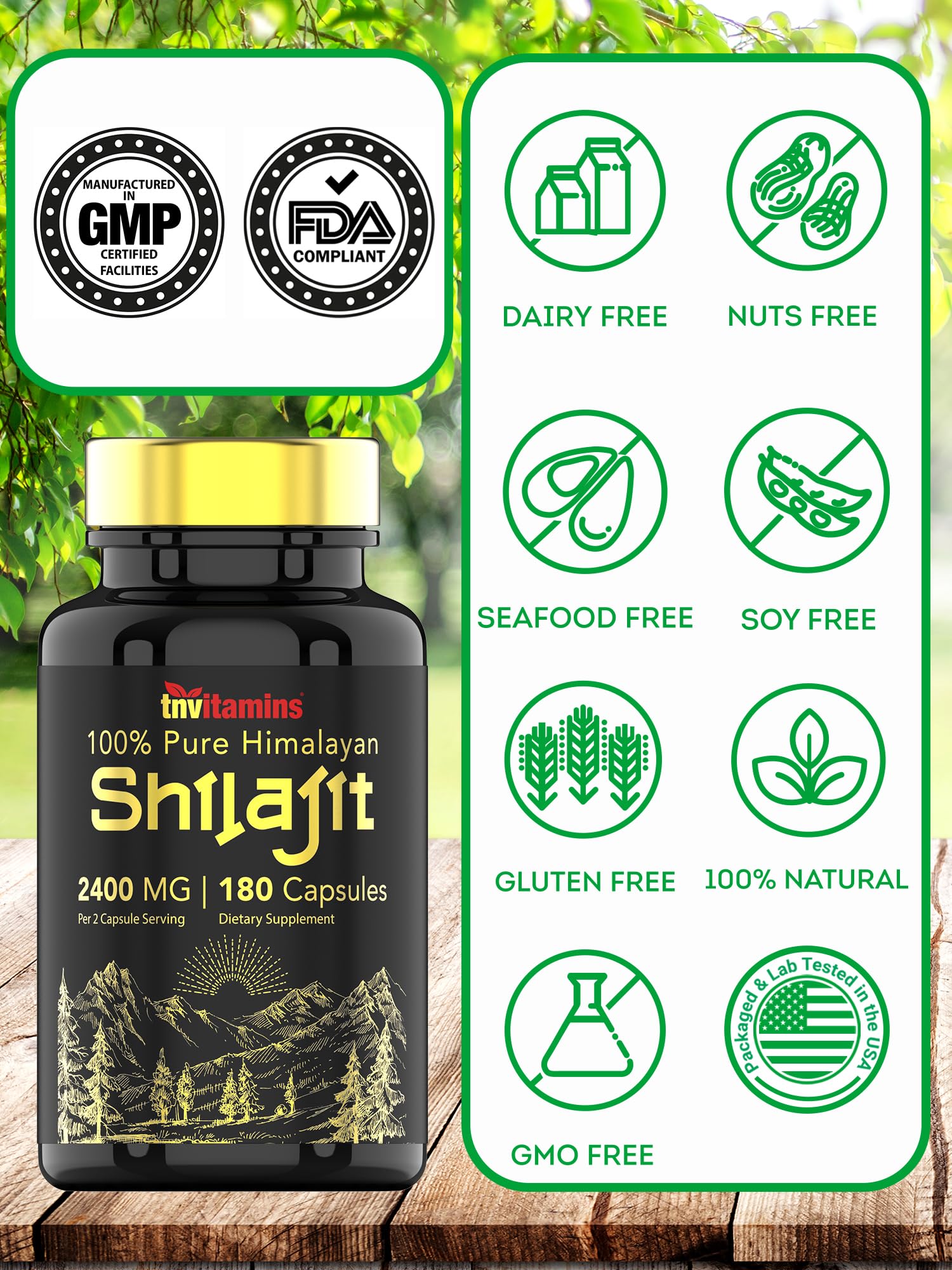 tnvitamins Shilajit Capsules 2400 MG – 180 Caps | Pure Himalayan Shilajit Resin | Non-GMO