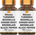 tnvitamins Turmeric & Boswellia Complex (180 Capsules) – Ginger Root, Bromelain & Black Pepper | Joint-Ease Formula | USA Made (Pack of 2)