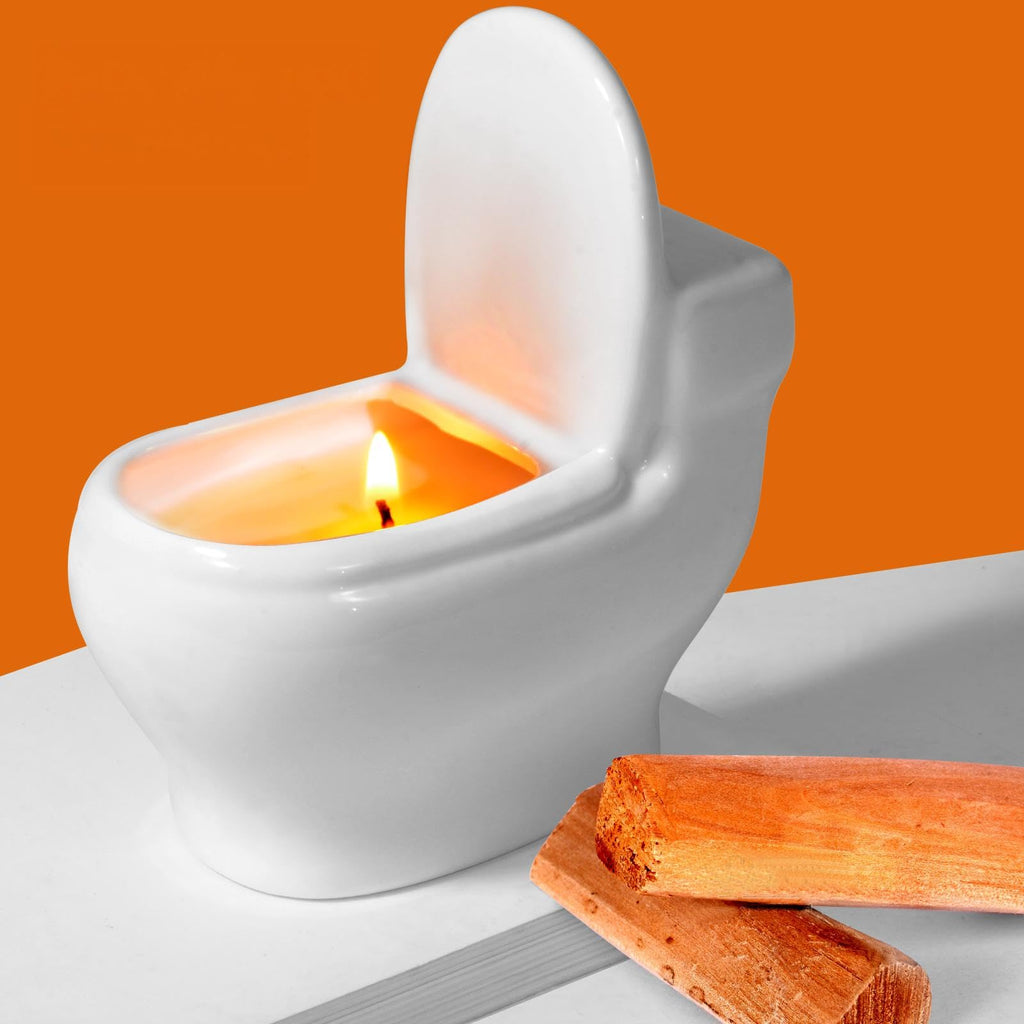 Toilet Shaped Scented Candles: Funny Gag Gift, Sandalwood, 6oz