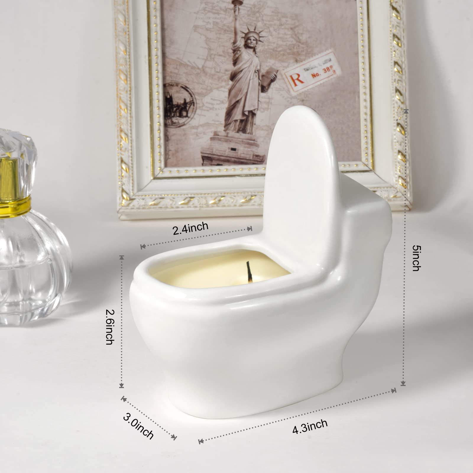Toilet Shaped Scented Candles – Funny Gag Gift, Lemon Fragrance, 6oz, 42+ Hours