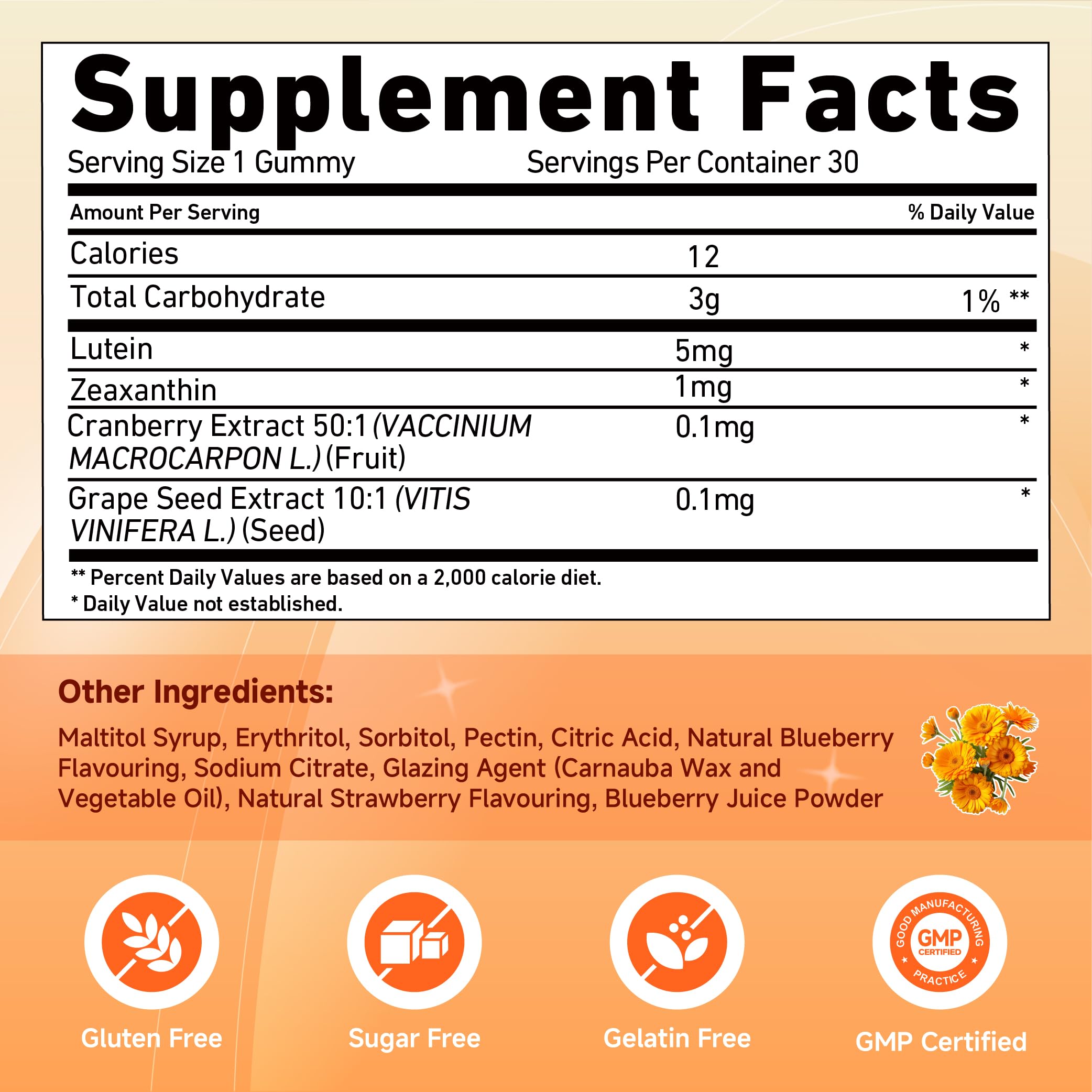 TomatoGarden Lutein Gummies – Vision Support & Blue Light Protection (30 Count)