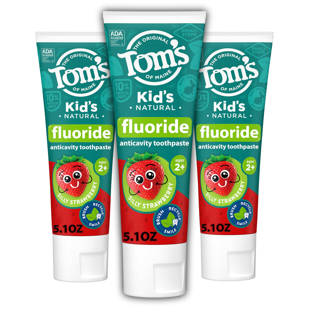 Tom's of Maine ADA Approved Fluoride Kids Toothpaste – Silly Strawberry, 5.1 oz, 3-Pack