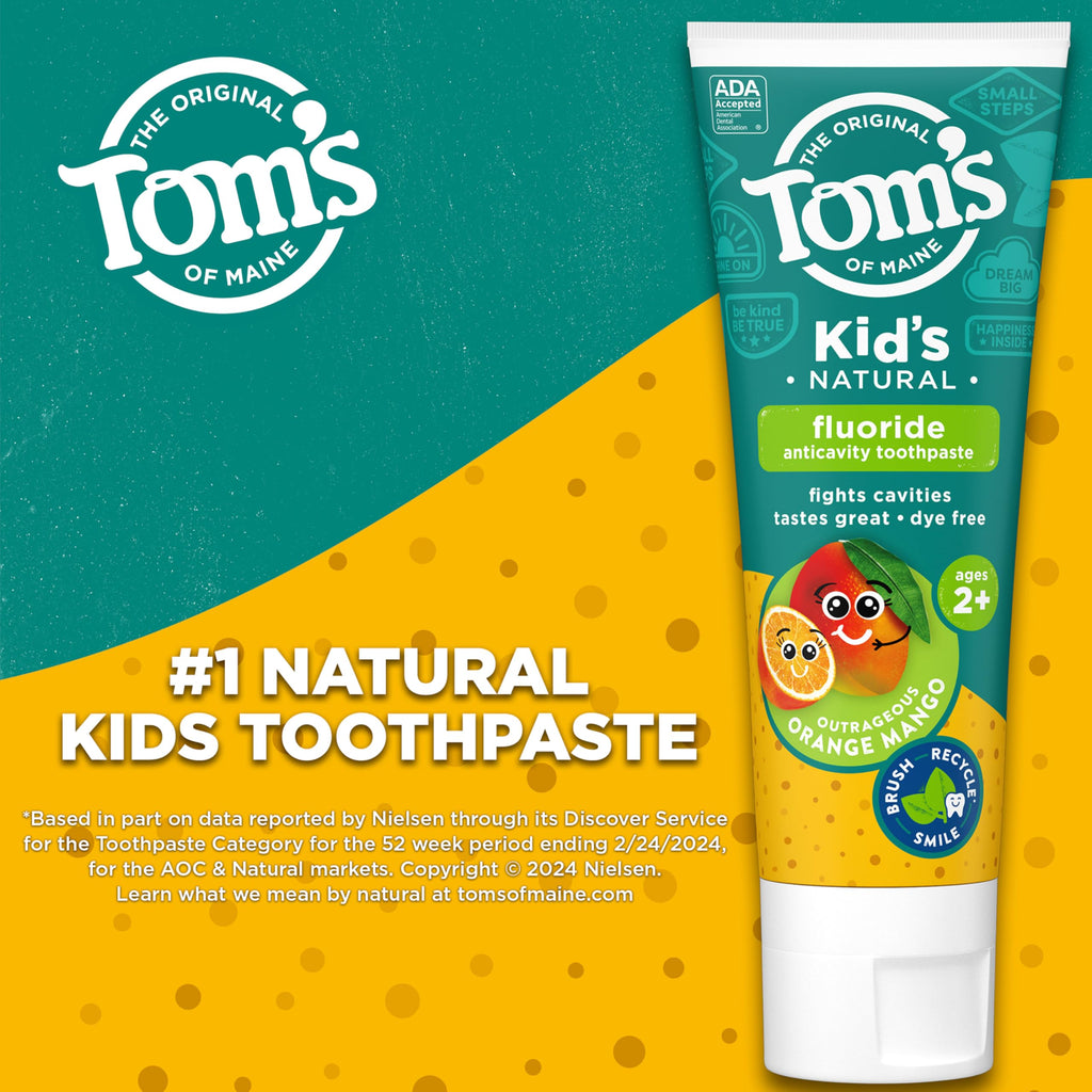 Tom's of Maine Kids Fluoride Toothpaste - Orange Mango 5.1 oz (3 Pack)