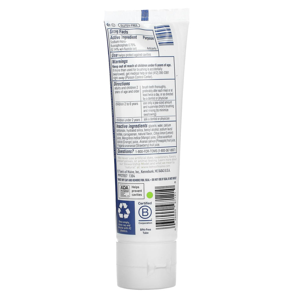Tom's of Maine Kids Fluoride Toothpaste – Outrageous Orange Mango 5.1 oz