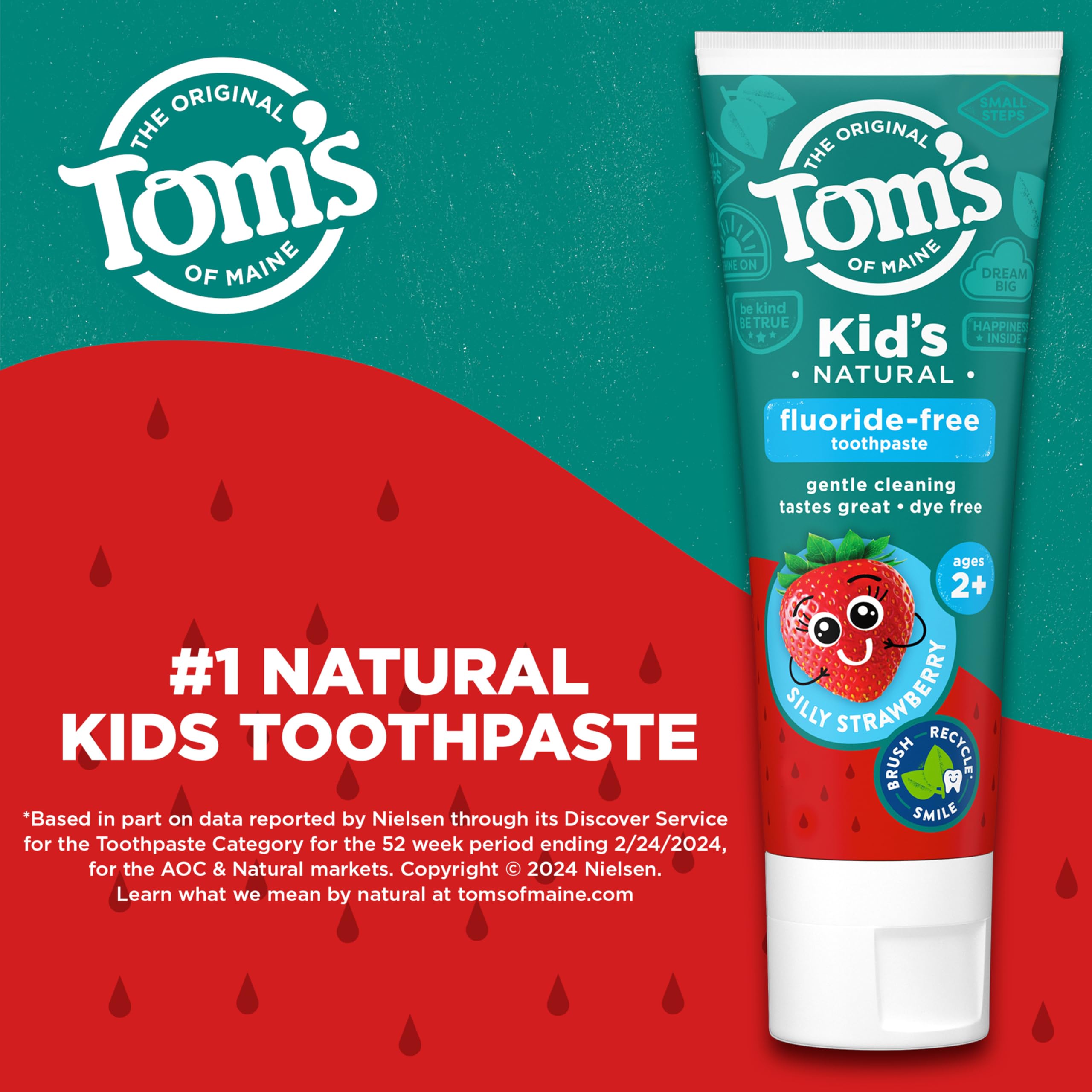 Tom's of Maine Kids Fluoride-Free Toothpaste - Silly Strawberry, Ages 2+, 3-Pack