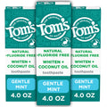Tom’s of Maine Whiten Plus Coconut Oil Fluoride Free Toothpaste — Natural Whitening, Enamel Safe, Vegan, Gentle Mint, 4.0 Oz (Pack of 3)