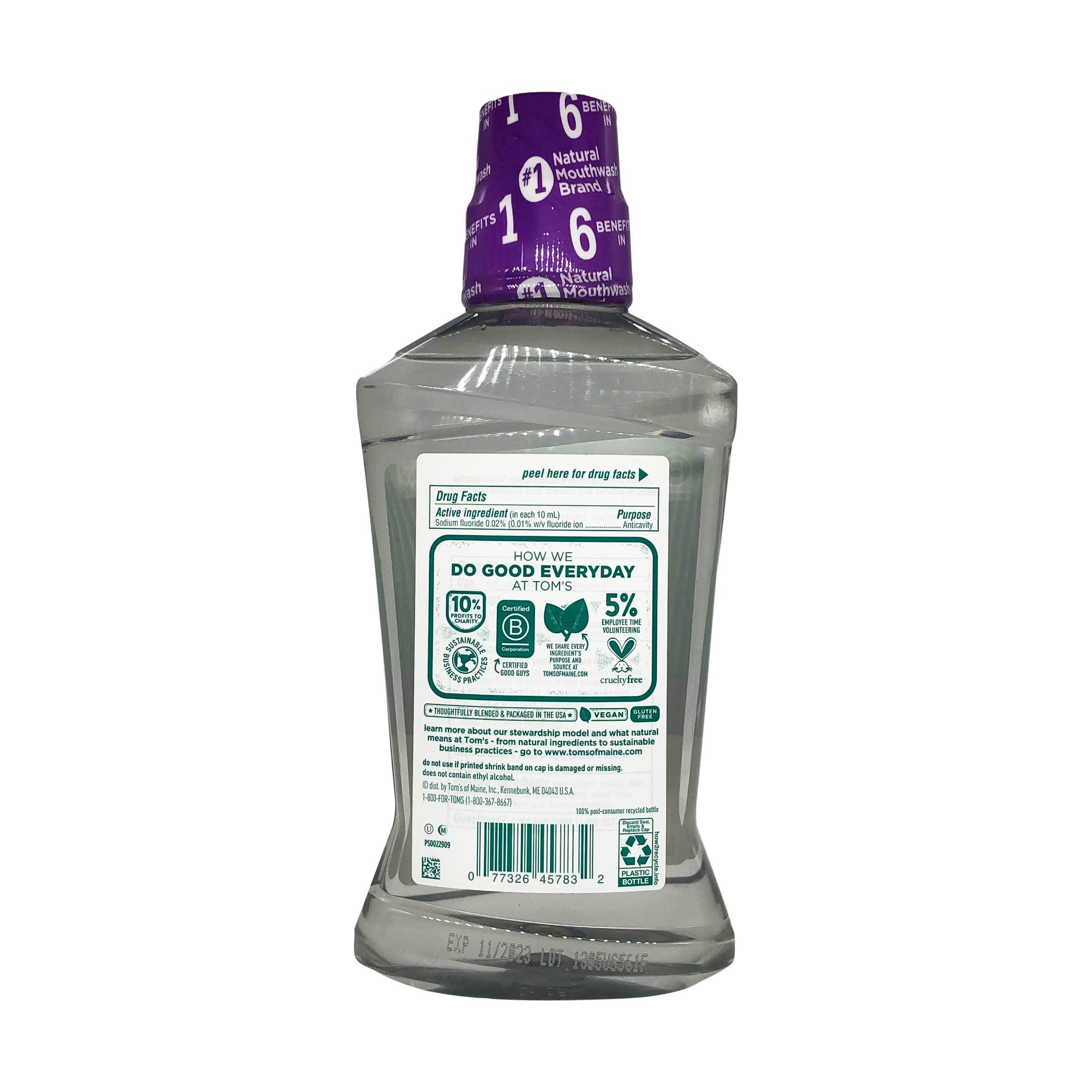 Tom's of Maine Whole Care Mouthwash – Fresh Mint, 16 oz